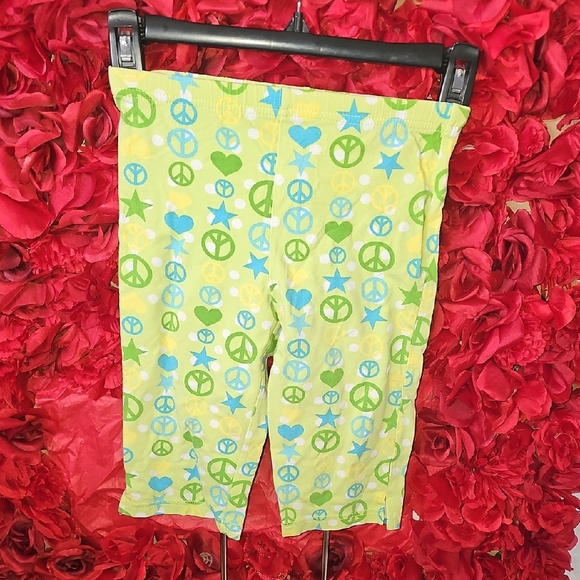 Okie Dokie Girls Colorful Peace Sign Capri Pajama Leggings Size 5 - Picture 1 of 5